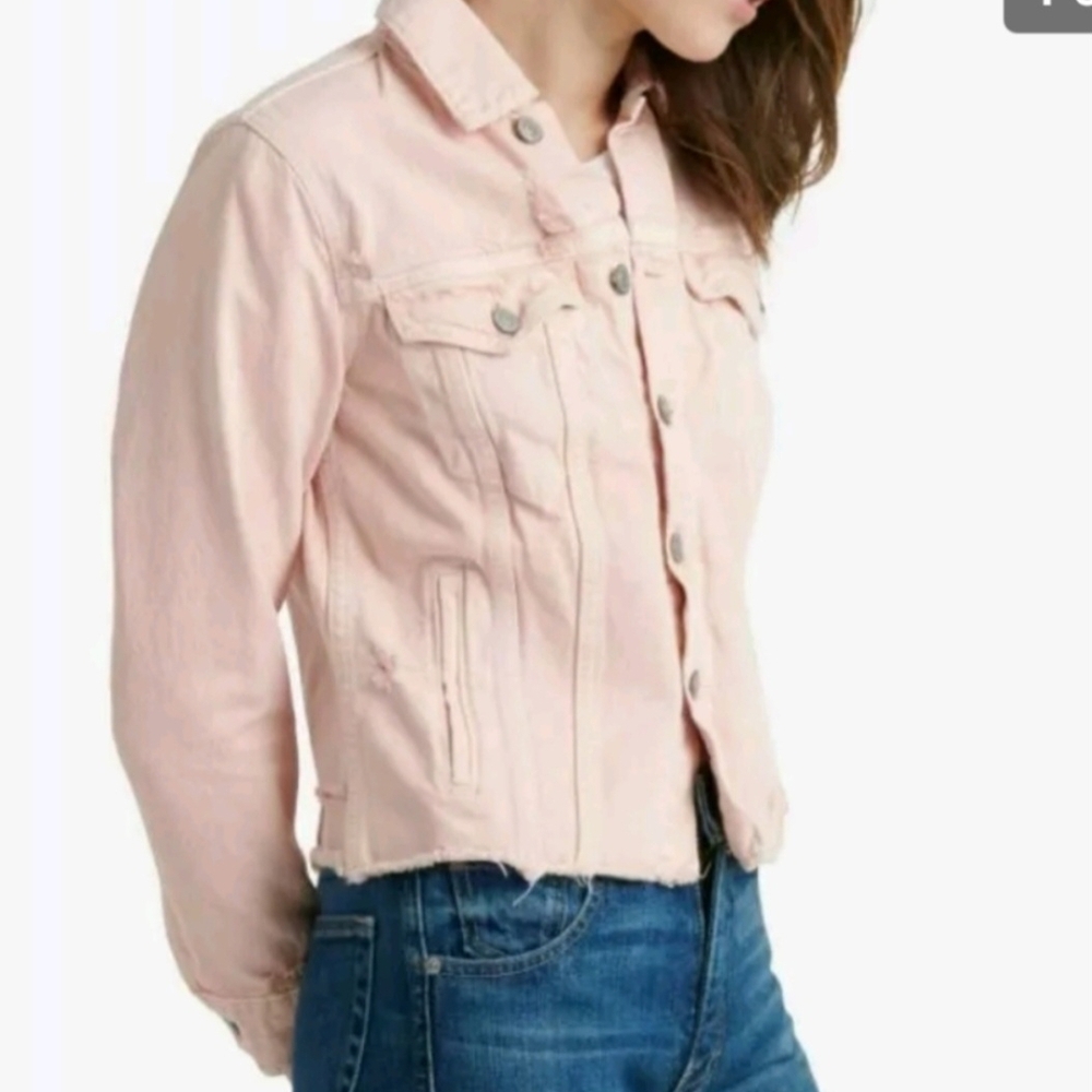 Lucky Brand 'Tomboy Trucker' Light Pink Jean Jacket Womens Medium